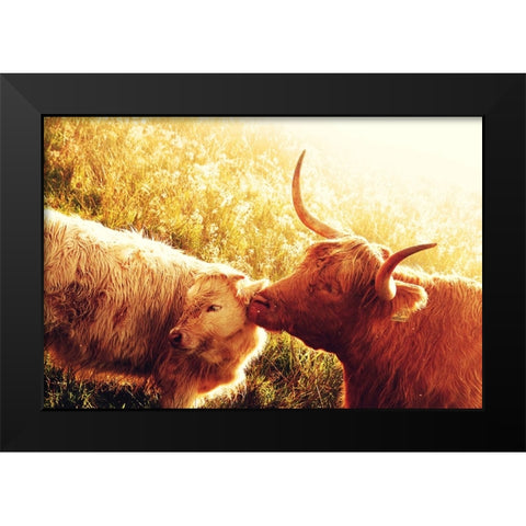Fenella with Her Daughter Black Modern Wood Framed Art Print by Jenny Rainbow Fine Art