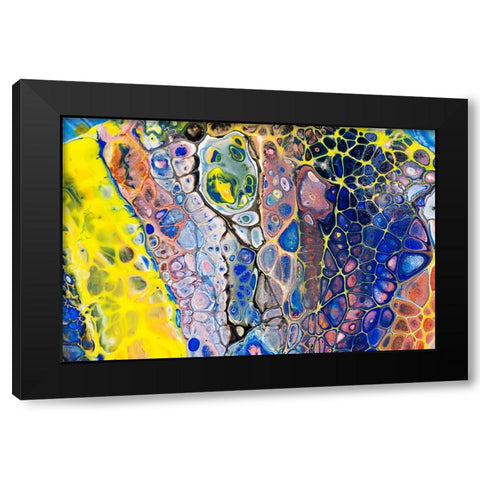 Fluid Acrylic Colorful Night Dreams 1 Black Modern Wood Framed Art Print by Jenny Rainbow Fine Art