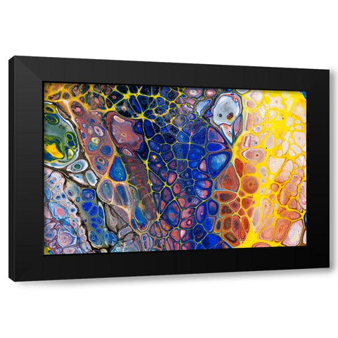 Fluid Acrylic Colorful Night Dreams 2 Black Modern Wood Framed Art Print with Double Matting by Jenny Rainbow Fine Art
