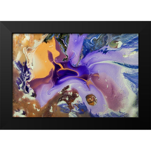 Fluid Acrylic Galactic Portal Black Modern Wood Framed Art Print by Jenny Rainbow Fine Art
