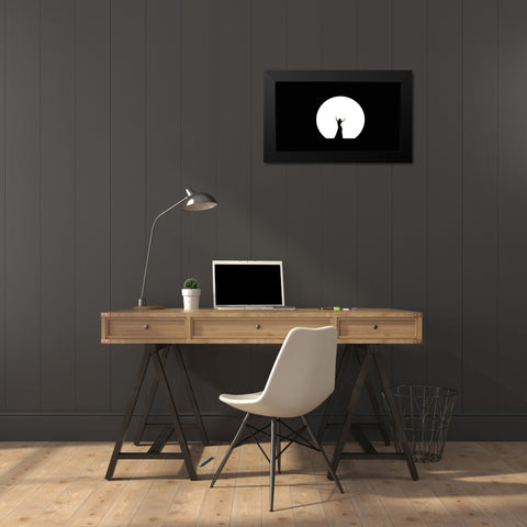 Full Moon Dance Black Modern Wood Framed Art Print by Jenny Rainbow Fine Art