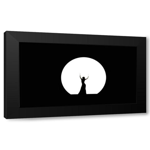 Full Moon Dance Black Modern Wood Framed Art Print by Jenny Rainbow Fine Art