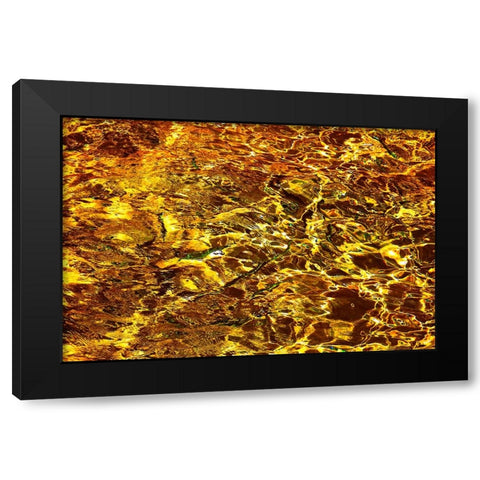 Golden Water Abstract Black Modern Wood Framed Art Print by Jenny Rainbow Fine Art