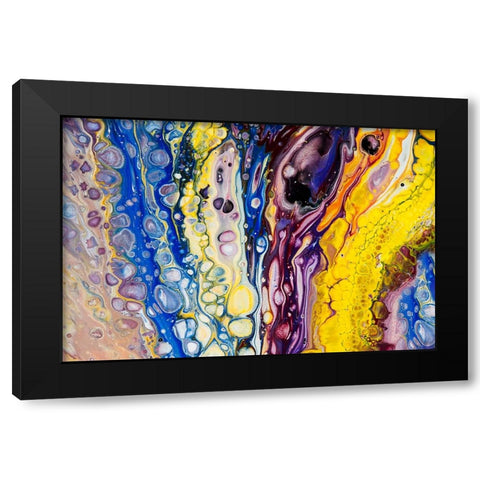 Fluid Acrylic Iridescent Reality Black Modern Wood Framed Art Print with Double Matting by Jenny Rainbow Fine Art