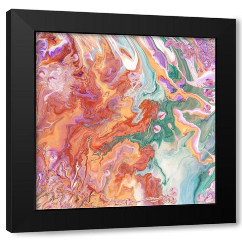 Fluid Acrylic Persian Spring Black Modern Wood Framed Art Print by Jenny Rainbow Fine Art