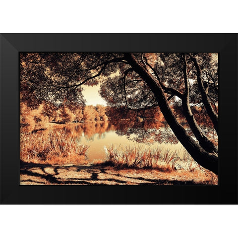 Miracle Airy Lace of Autumn Black Modern Wood Framed Art Print by Jenny Rainbow Fine Art