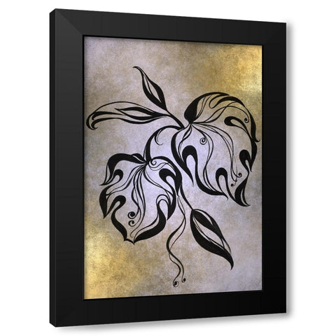 Monstera Leaf Black Modern Wood Framed Art Print by Jenny Rainbow Fine Art