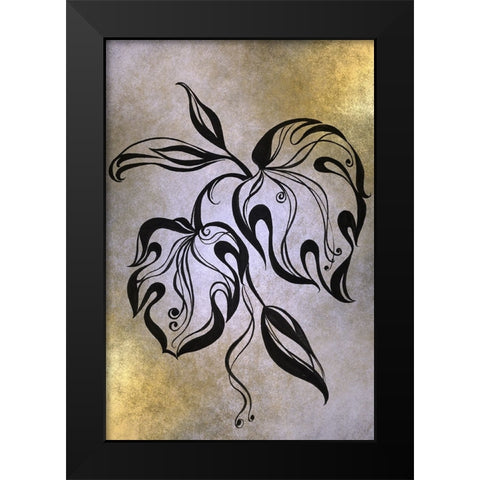 Monstera Leaf Black Modern Wood Framed Art Print by Jenny Rainbow Fine Art