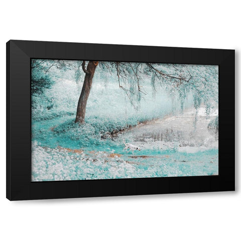 Pond Under the Shadow Willow Black Modern Wood Framed Art Print by Jenny Rainbow Fine Art
