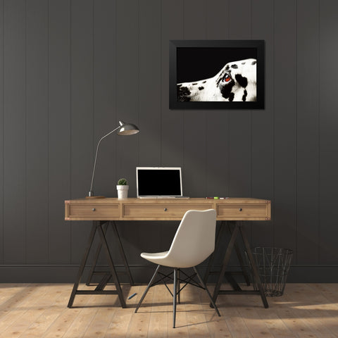 The Amber Eye of Dalmatian Dog Black Modern Wood Framed Art Print by Jenny Rainbow Fine Art