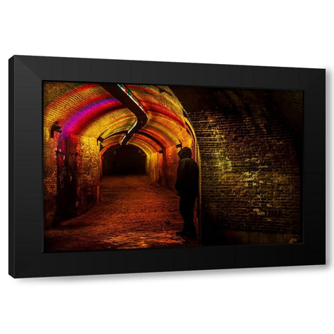 Trajectum Lumen Project Ganzenmarkt Tunnel Black Modern Wood Framed Art Print with Double Matting by Jenny Rainbow Fine Art