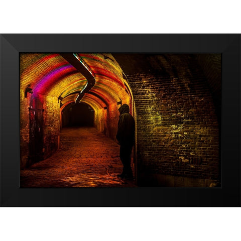 Trajectum Lumen Project Ganzenmarkt Tunnel Black Modern Wood Framed Art Print by Jenny Rainbow Fine Art