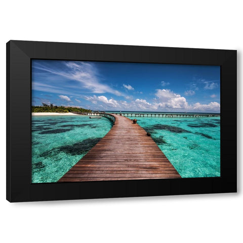 Walk over the Water Black Modern Wood Framed Art Print with Double Matting by Jenny Rainbow Fine Art