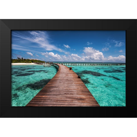 Walk over the Water Black Modern Wood Framed Art Print by Jenny Rainbow Fine Art