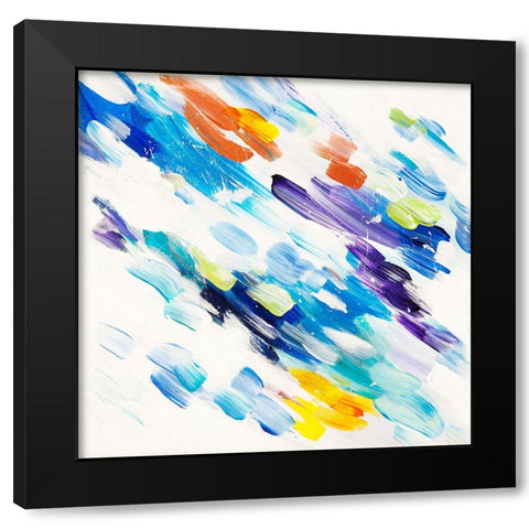 Acrylic Painting Colorful Rain Black Modern Wood Framed Art Print by Jenny Rainbow Fine Art