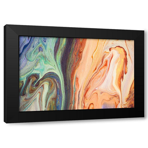 Fluid Acrylic  Heating Waves 1 Black Modern Wood Framed Art Print by Jenny Rainbow Fine Art