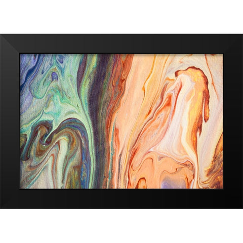 Fluid Acrylic  Heating Waves 1 Black Modern Wood Framed Art Print by Jenny Rainbow Fine Art