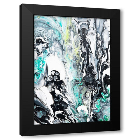 Fluid Acrylic  In Tropical Jungles Black Modern Wood Framed Art Print by Jenny Rainbow Fine Art