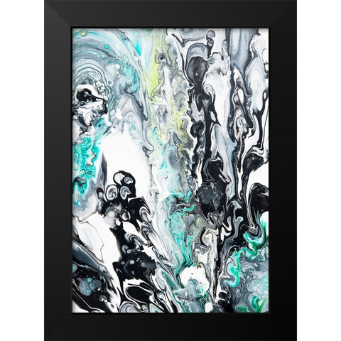 Fluid Acrylic  In Tropical Jungles Black Modern Wood Framed Art Print by Jenny Rainbow Fine Art