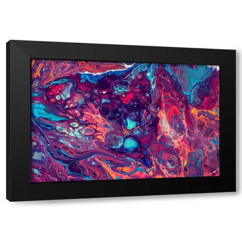 Fluid Acrylic Arabian Fairytales Black Modern Wood Framed Art Print with Double Matting by Jenny Rainbow Fine Art