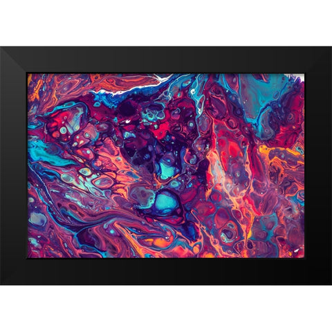 Fluid Acrylic Arabian Fairytales Black Modern Wood Framed Art Print by Jenny Rainbow Fine Art