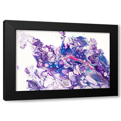Fluid Acrylic Purple Fantasy Black Modern Wood Framed Art Print by Jenny Rainbow Fine Art