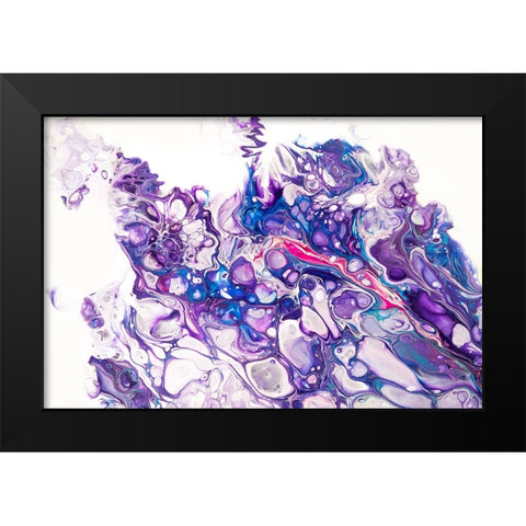 Fluid Acrylic Purple Fantasy Black Modern Wood Framed Art Print by Jenny Rainbow Fine Art