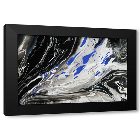 Fluid Acrylic Night Over Ocean 1 Black Modern Wood Framed Art Print with Double Matting by Jenny Rainbow Fine Art