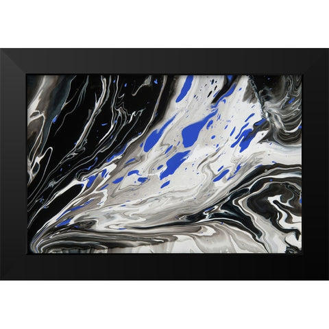 Fluid Acrylic Night Over Ocean 1 Black Modern Wood Framed Art Print by Jenny Rainbow Fine Art