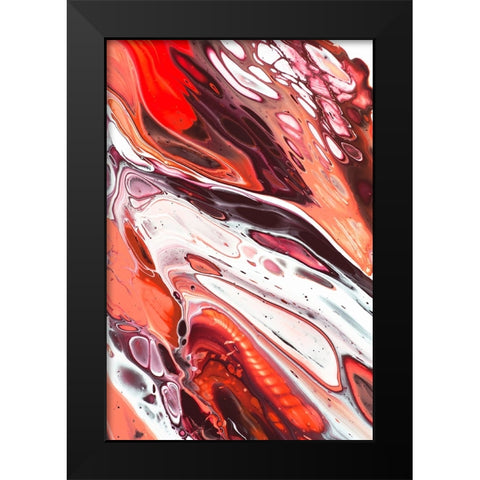 Fluid Acrylic Terracotta and Coral Flows Black Modern Wood Framed Art Print by Jenny Rainbow Fine Art
