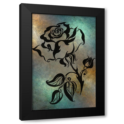 Ink Drawing Chinese Rose Black Modern Wood Framed Art Print with Double Matting by Jenny Rainbow Fine Art