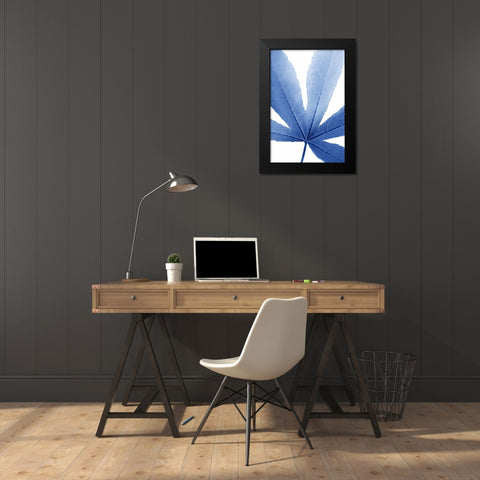 Blue Leaves 2 Black Modern Wood Framed Art Print by Schell, Jennie Marie