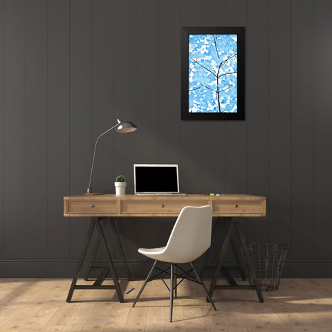 Blue Leaves 3 Black Modern Wood Framed Art Print by Schell, Jennie Marie