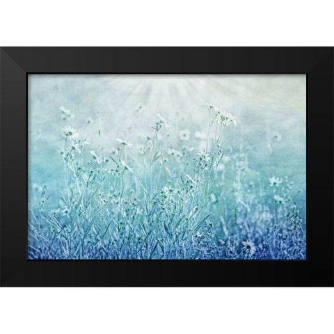 Blue Flower Meadow Black Modern Wood Framed Art Print by Schell, Jennie Marie