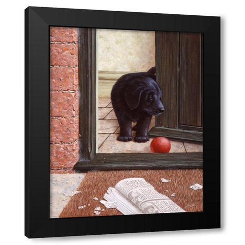 Js59-B Black Modern Wood Framed Art Print with Double Matting by Silver, John