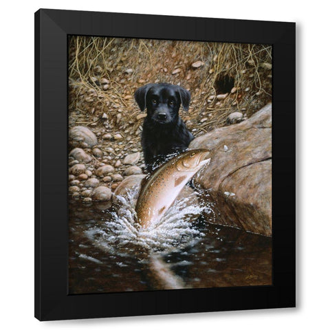 Js56-D Black Modern Wood Framed Art Print with Double Matting by Silver, John
