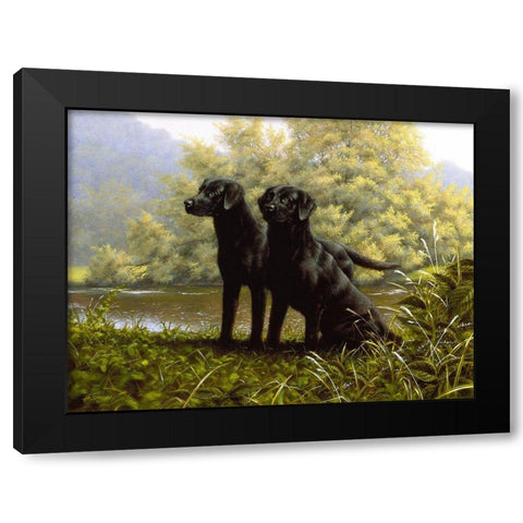 Js19-D Black Modern Wood Framed Art Print with Double Matting by Silver, John