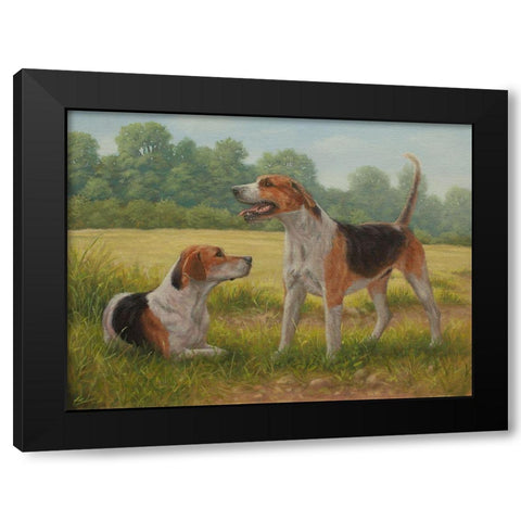 C962 Foxhound pair(L) Black Modern Wood Framed Art Print by Silver, John