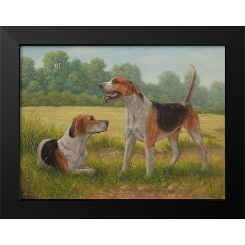 C962 Foxhound pair(L) Black Modern Wood Framed Art Print by Silver, John