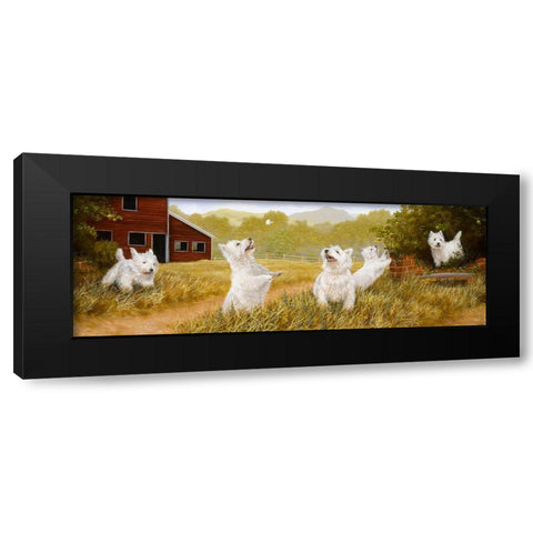 Westie Panorama Black Modern Wood Framed Art Print by Silver, John