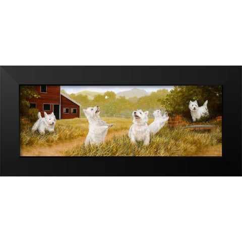 Westie Panorama Black Modern Wood Framed Art Print by Silver, John