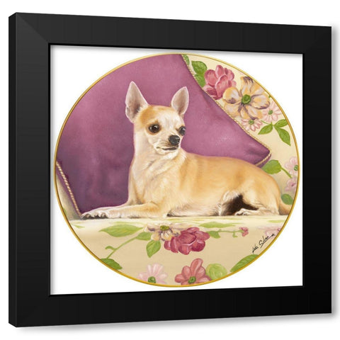 Chihuahua With Pillow Black Modern Wood Framed Art Print with Double Matting by Silver, John