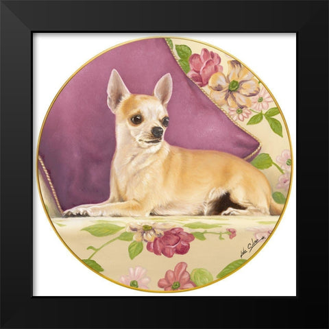 Chihuahua With Pillow Black Modern Wood Framed Art Print by Silver, John