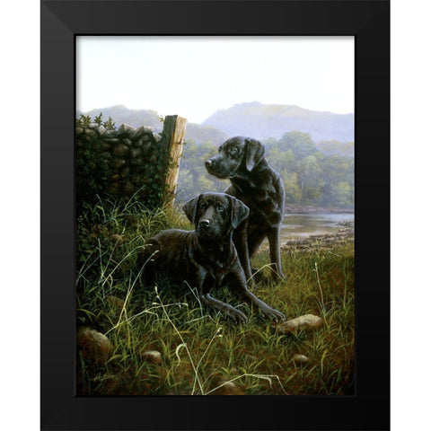 Country Companions Black Modern Wood Framed Art Print by Silver, John