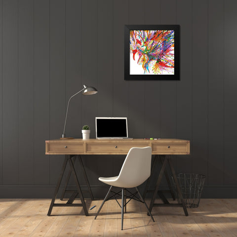 Birds In Flight  Black Modern Wood Framed Art Print by Kwerki Studios