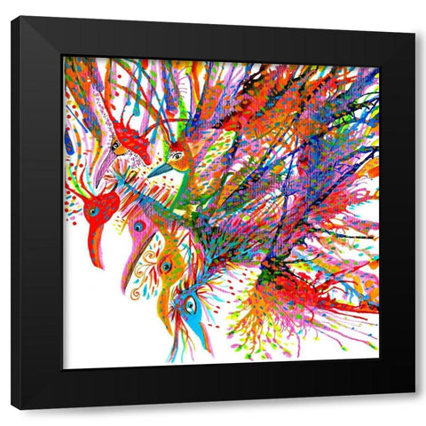 Birds In Flight  Black Modern Wood Framed Art Print by Kwerki Studios