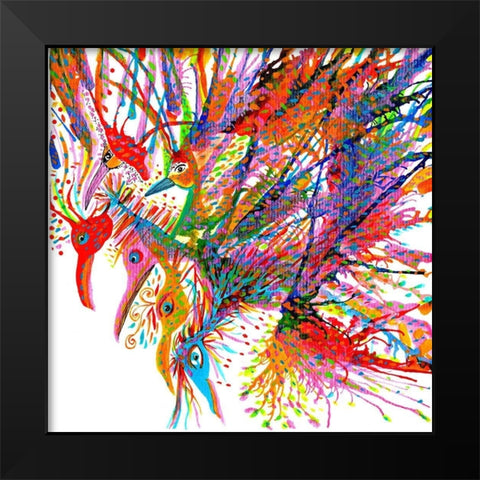 Birds In Flight  Black Modern Wood Framed Art Print by Kwerki Studios
