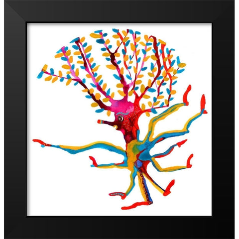 Buggy Tree Black Modern Wood Framed Art Print by Kwerki Studios