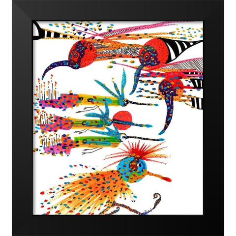 Coming And Going Black Modern Wood Framed Art Print by Kwerki Studios