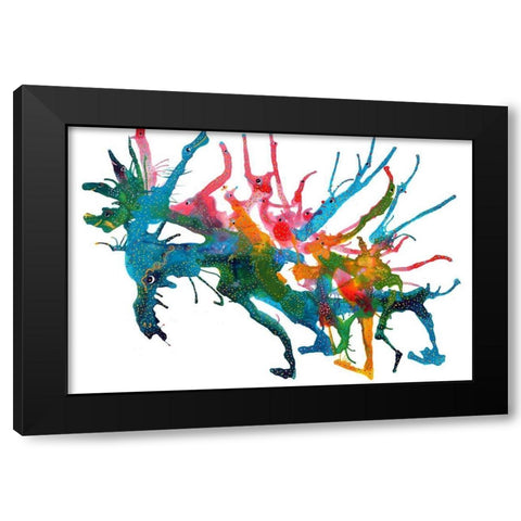 Dragon Creatures Black Modern Wood Framed Art Print by Kwerki Studios